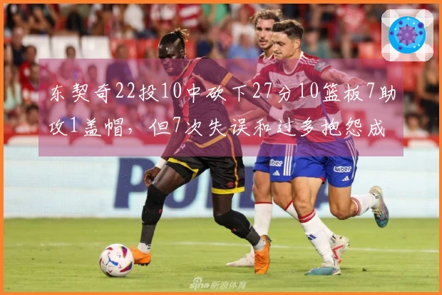 东契奇22投10中砍下27分10篮板7助攻1盖帽，但7次失误和过多抱怨成缺陷